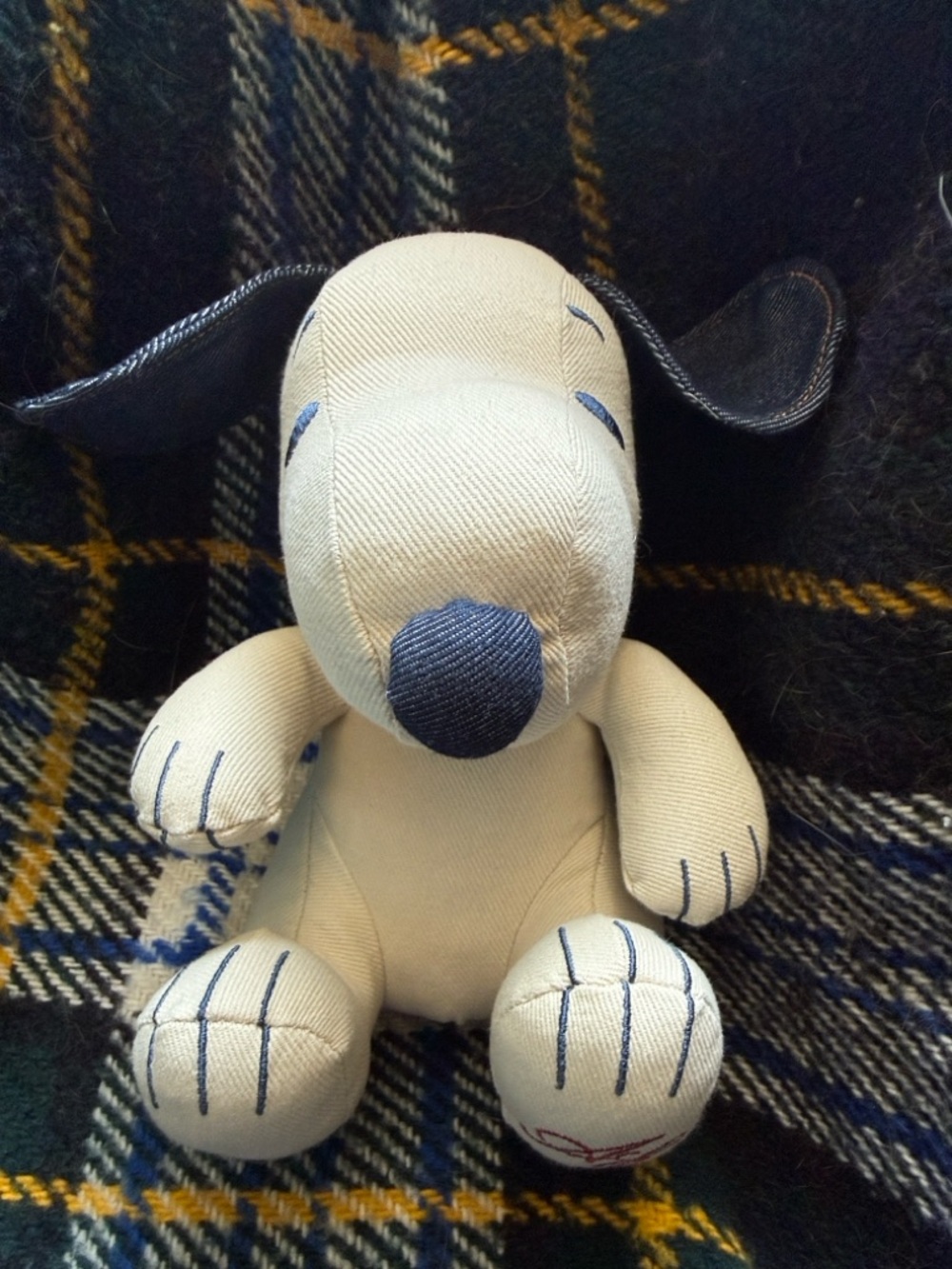 Peanuts Cream Plush Snoopy with Denim Detail American Eagle Collectible